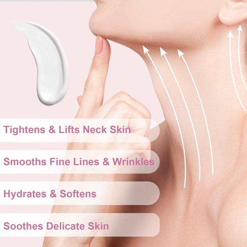 Neck Firming Cream with Gua Sha Tool, Neck Tightening Cream for Crepey Skin, Moisturizing and Lifting Neck Cream for Fine Lines and Sagging Skin