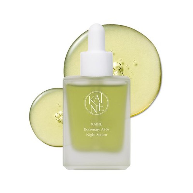 KAINE Rosemary AHA Night Serum | Lactic Acid & Rosemary Leaf Extract Serum for Face - Mildly Exfoliates without Drying for Radiant, For Acne Prone, Sensitive Skin, Korean Skin Care, 30mL / 1.01 fl oz