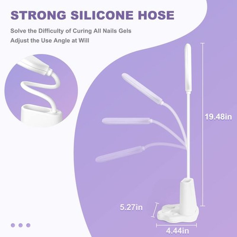 Saviland Goose Neck U V Nail Lamp: Flash Cure LED Nail Lamp 360° Rotatable Hands-Free 2-in-1 Gel Polish Curing Nail Lights with Nail Brush Holder Nail Art Nail Salon Manicure Home DIY