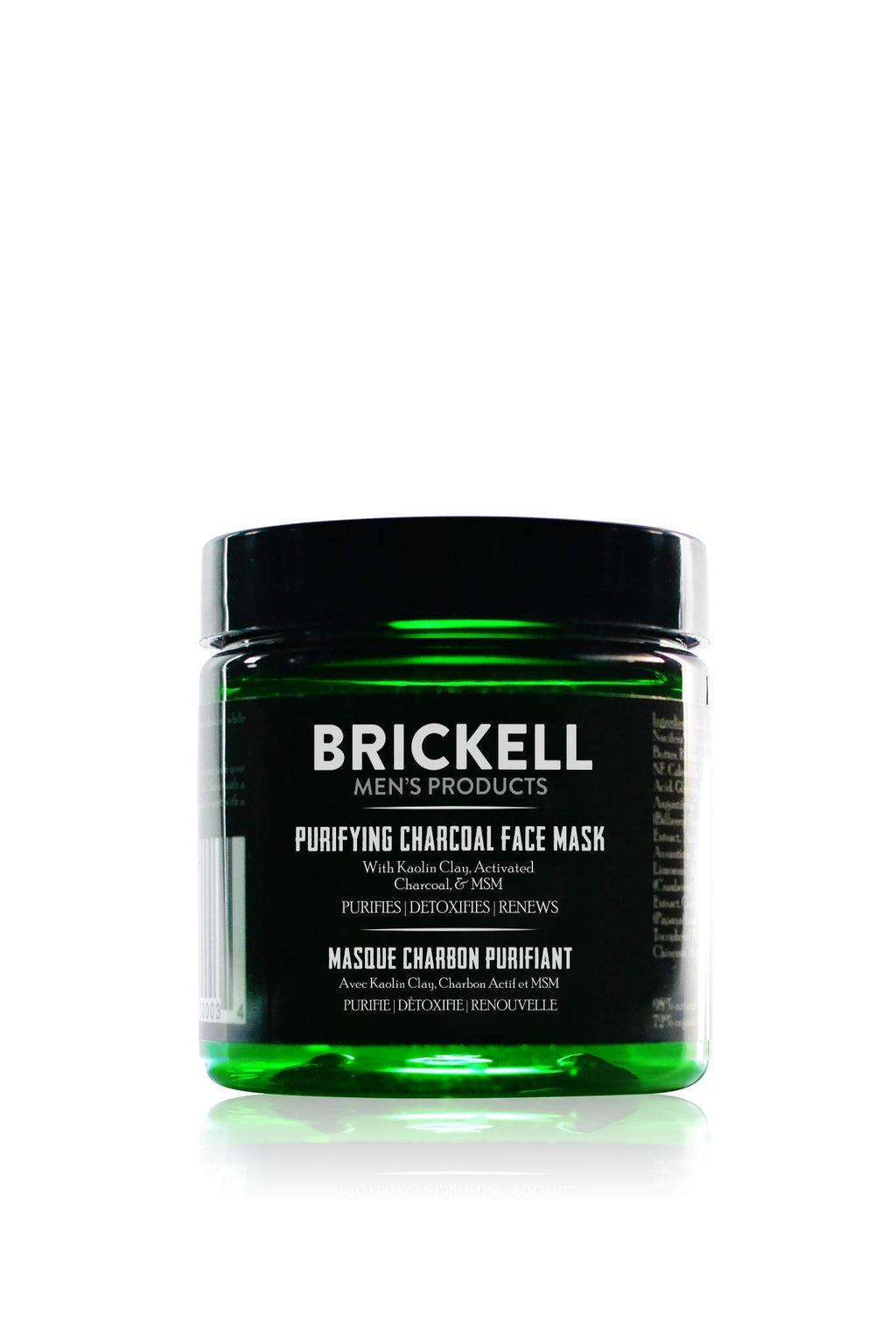 Brickell Men's Purifying Charcoal Face Mask Skin Care Product, Activated Charcoal Facial Mask With Detoxifying Kaolin Clay, Hyaluronic Acid, and Activated Charcoal, 4 Ounce, Unscented