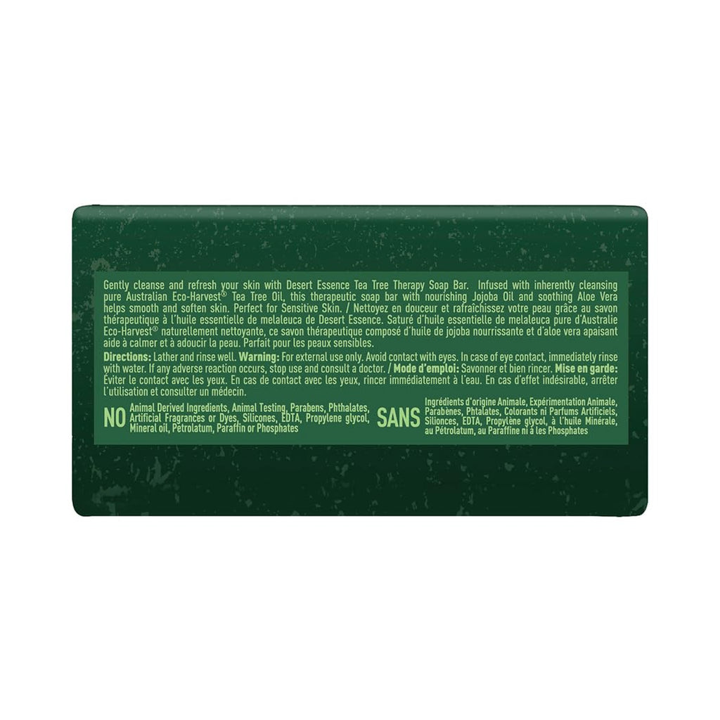Desert Essence Tea Tree Therapy Cleansing Bar Soap - 5 Ounce - Therapeutic Skincare - All Skin Types - Jojoba Oil - Aloe Vera - Palm Oil - Moisturizes Face and Body