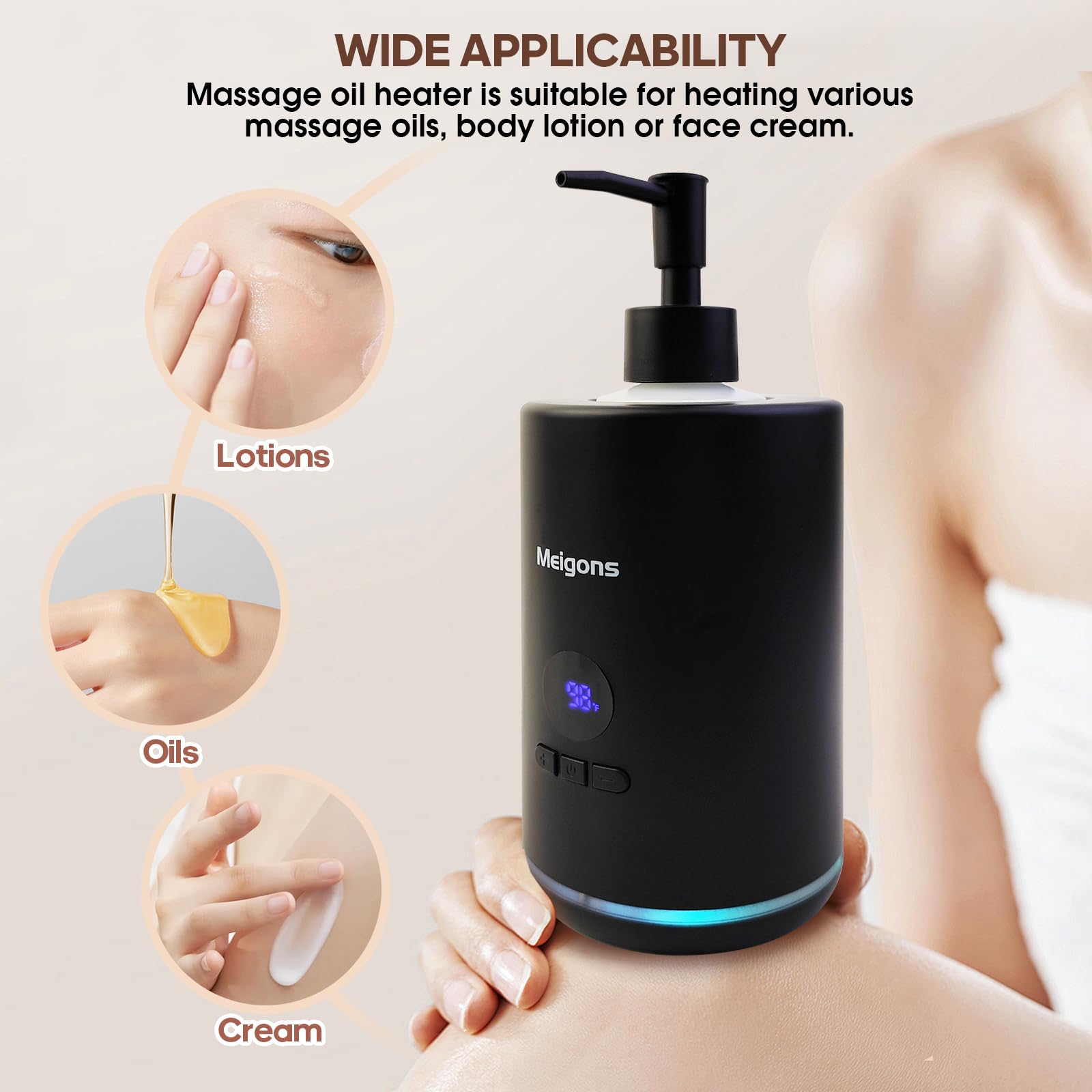 Oil Warmer for Massage, Body Lotion Heater with Two Oil Bottle Dispenser