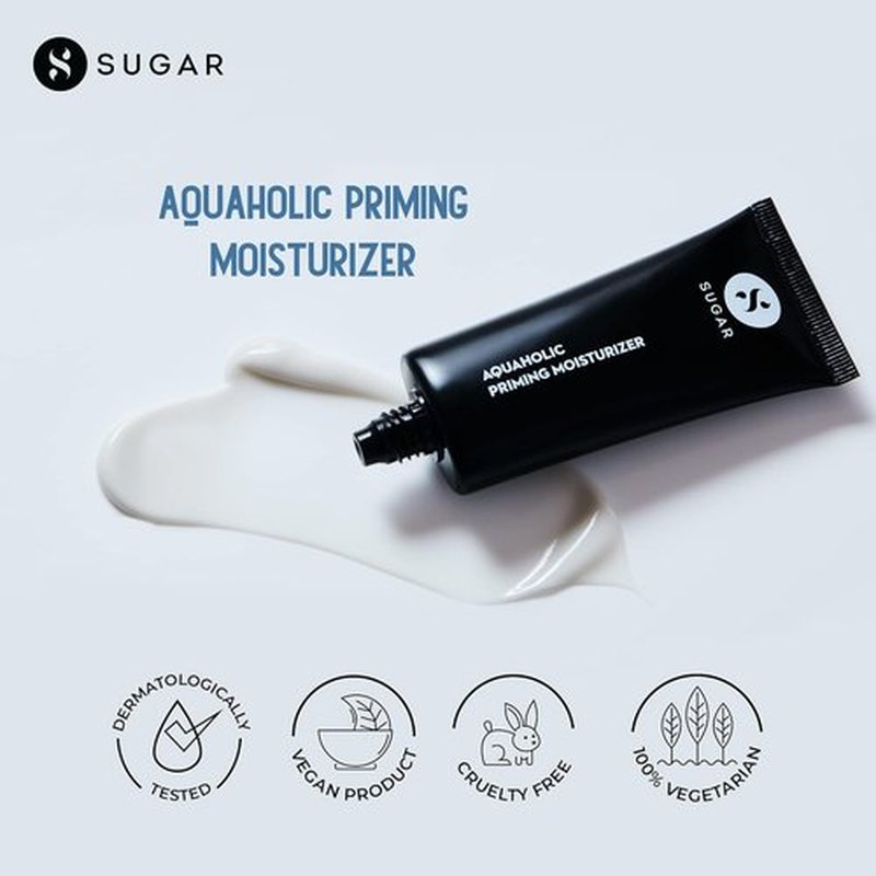 SUGAR Cosmetics Aquaholic 2-in-1 Priming Moisturizer - Non-Greasy, Lightweight Formula | 30 ml (White)