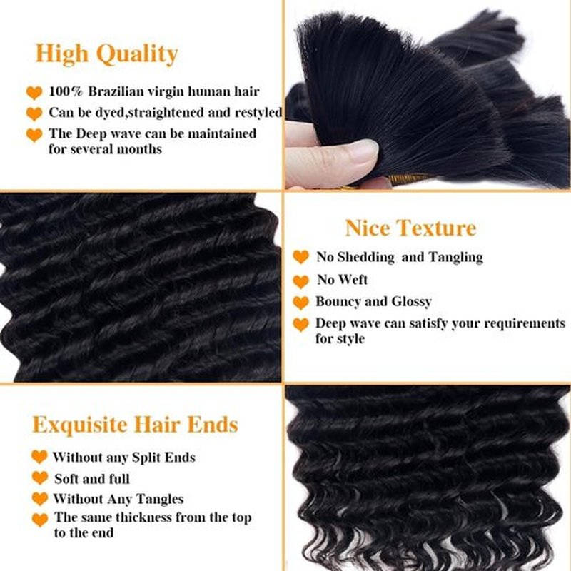 Luxvogue Braiding Human Hair 100g 22 Inch Deep Water Wave Bulk Human Hair for Braiding No Weft Brazilian Virgin Curly 11A Human Hair Extensions for Boho Braids