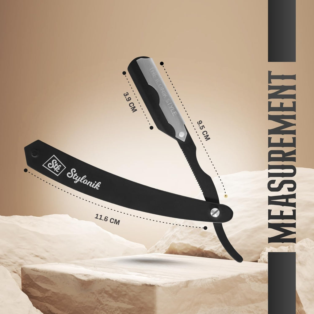 Stylonik Straight Razor for Men, Single Blade Edge Barber Shaving Kit