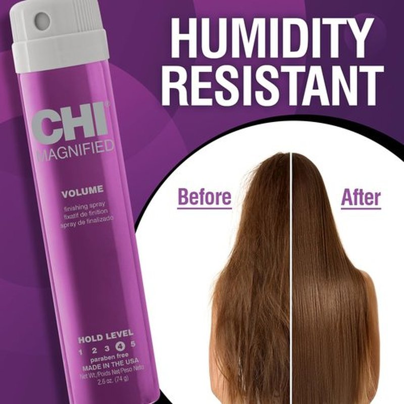 CHI Magnified Volume Finishing Hair Spray - Boost Volume & Shine, 2.6 Oz | Maximum Fullness & Resilience