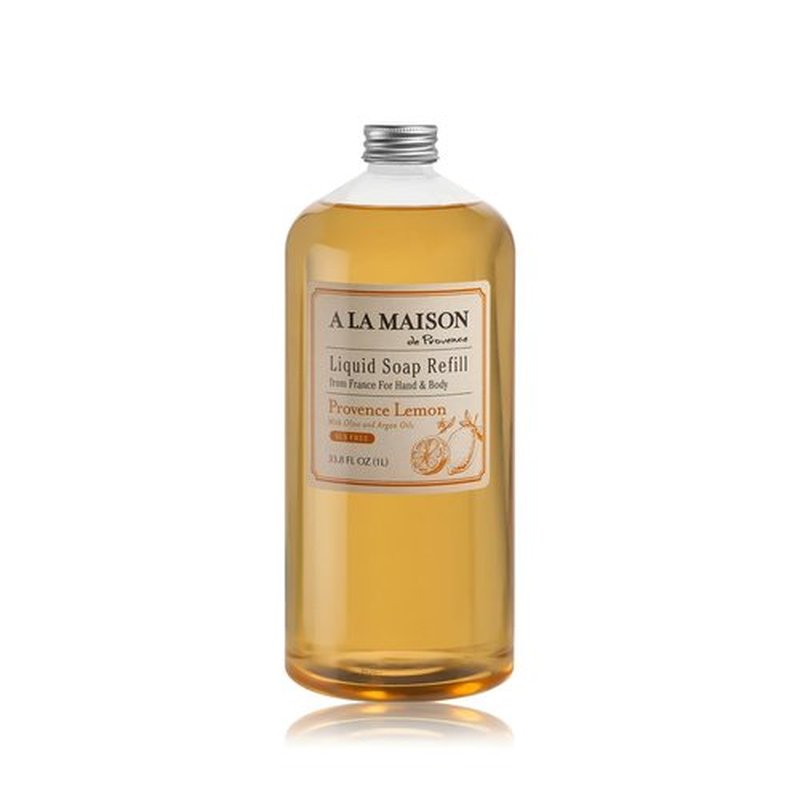 A LA MAISON French Liquid Hand Soap Refill, Provence Lemon - Natural Hand Wash Made with Essential Oils - Biodegradable, Plant-Based, Vegan, Cruelty-Free, Alcohol & Paraben Free (33.8 oz, 1 Pack)
