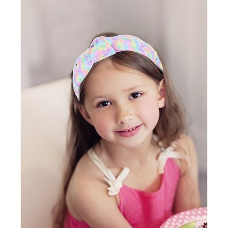 Brimekichio Sequin Girls Headbands, Knotted Kids Headbands for Girls, Sparkly Glitter Hair Band Girl Hair Accessories