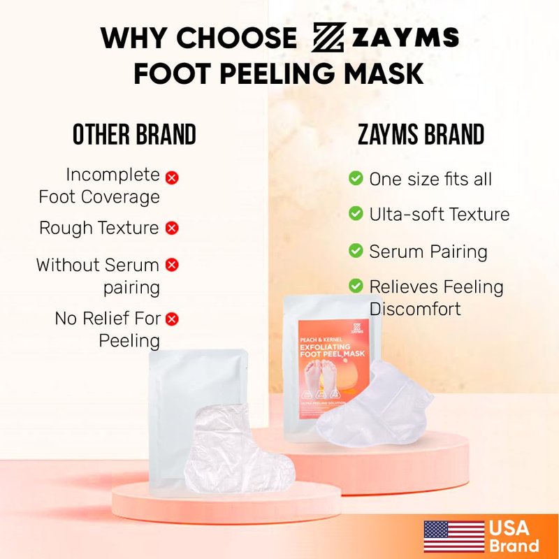 ZAYMS Foot Peeling Mask 5 Pack - Exfoliating Mask for Baby Soft Feet, Removes Dead Skin & Calluses, Repairs Cracked Heels, Natural Peel for Smooth, Soft Feet