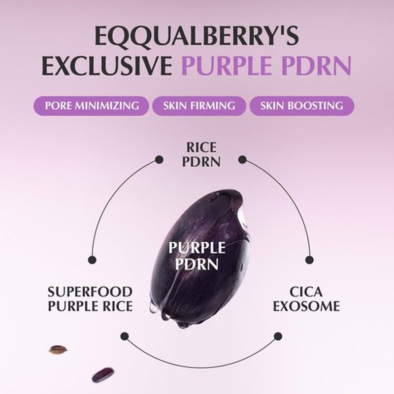 EQQUALBERRY Purple PDRN Pore Minimizing Serum – Vegan Collagen & Peptides for Pore Refining & Skin Elasticity | Niacinamide & CICA Exosome for Calming | Korean Glass Skin, 1.01 FL OZ