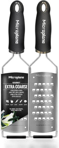Microplane Gourmet Series Cheese Grater - Extra Coarse with Soft Touch Handle | Black Finish