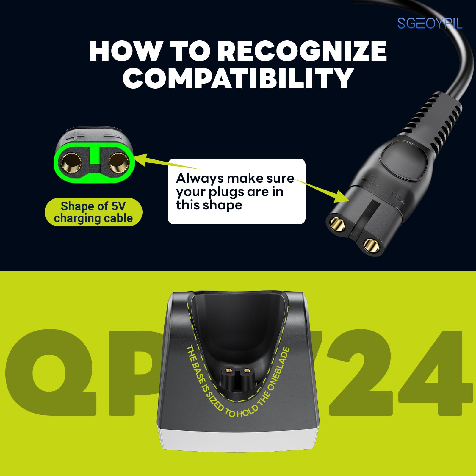 5V Charger Base Compatible with Philips Norelco QP2724 QP2834 Shaver