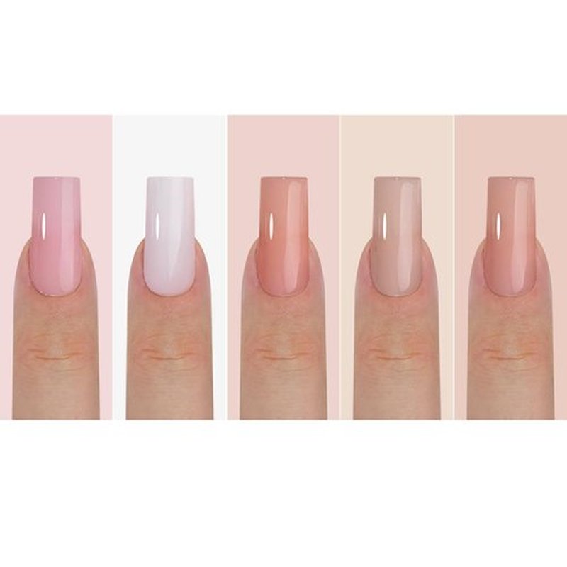 150Pcs Skin Tones Nude Press on Nails Long Square Fake Nails In15 Sizes 3 IN 1 Soft Gel Nail Tips Glossy Reusable Acrylic Nails No Need to File False Nails for Women Girls Manicure