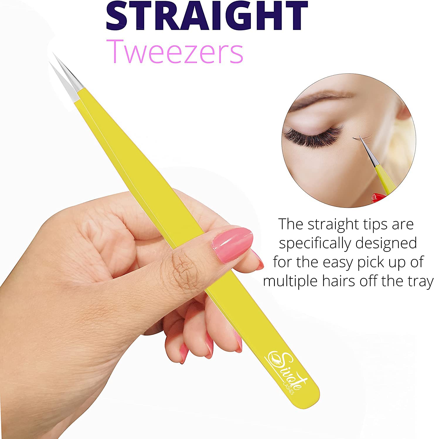 SIVOTE Lash Tweezers for Eyelash Extensions for Volume, Isolation & Classic Lashes, 3 Pack, Yellow