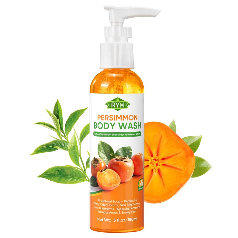 RYH Persimmon Body Wash for Body Odor Control – Natural Deodorant Soap for Eliminating Odor, Smelly Feet Deodorant Body Odor Eliminator, Gentle on All Skin Types, Persimmon Shower Gel for Women & Men