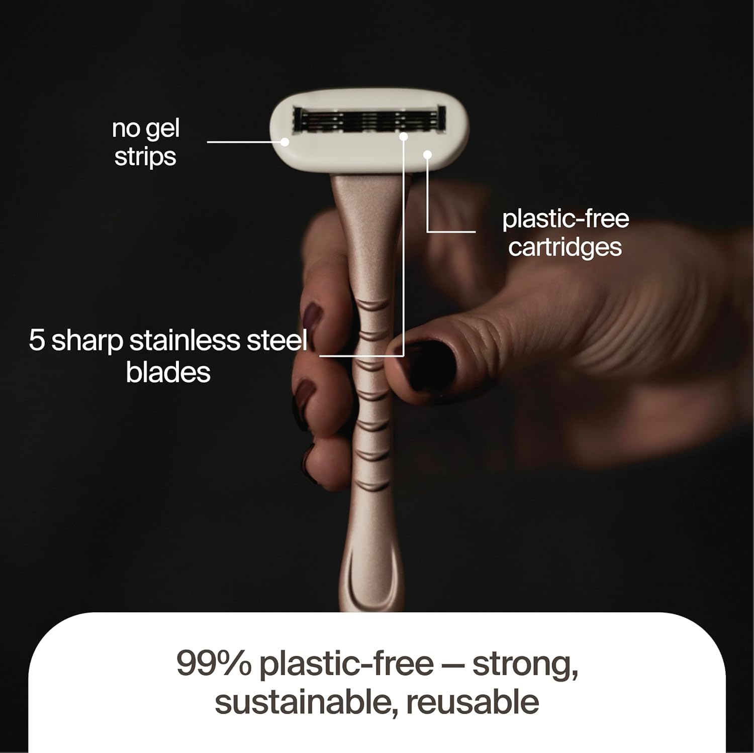 Razeco5 Plastic-Free Cartridges – 5 Plastic-Free Cartridges, 5 Blades – Plastic-Free Shaving for a Zero-Waste Routine (Body)