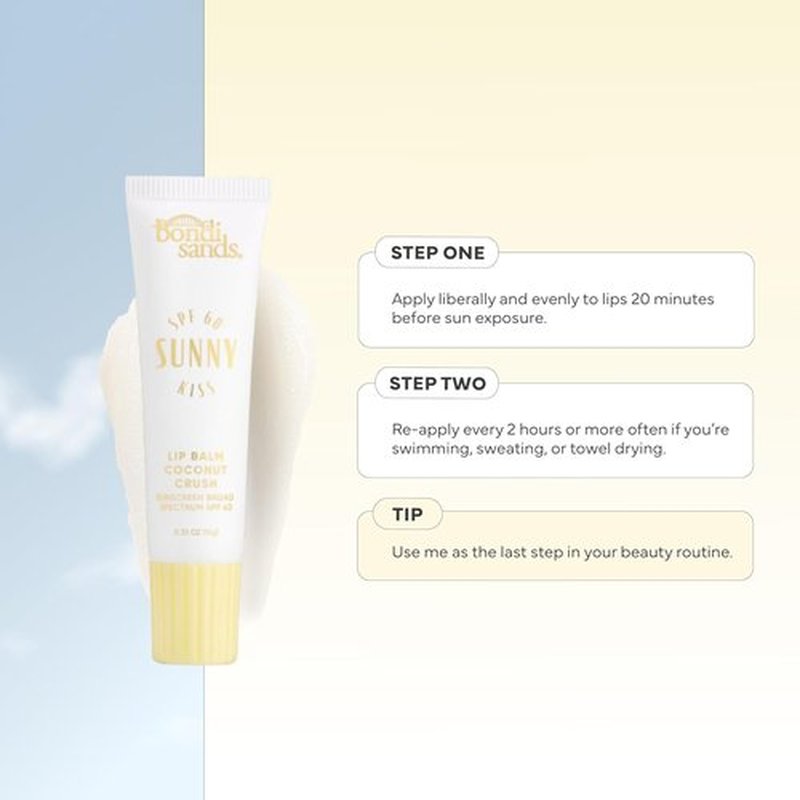 Bondi Sands Sunny Kiss SPF 60 Coconut Crush Lip Balm - Nourishing Hydrating Sunscreen, Glossy Finish, 0.3 Oz