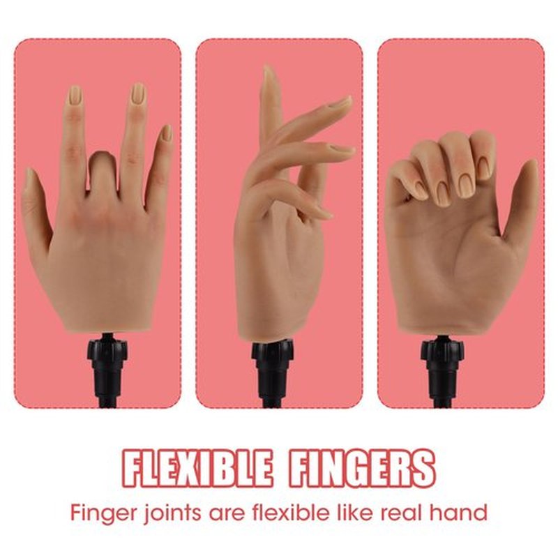 Nail Trainning Practice Hand with Clamp, Acrylic Nail Technician Manicure Supply, False Fake Hands for Nail Manicure, Best Manicure DIY Print Practice Tool