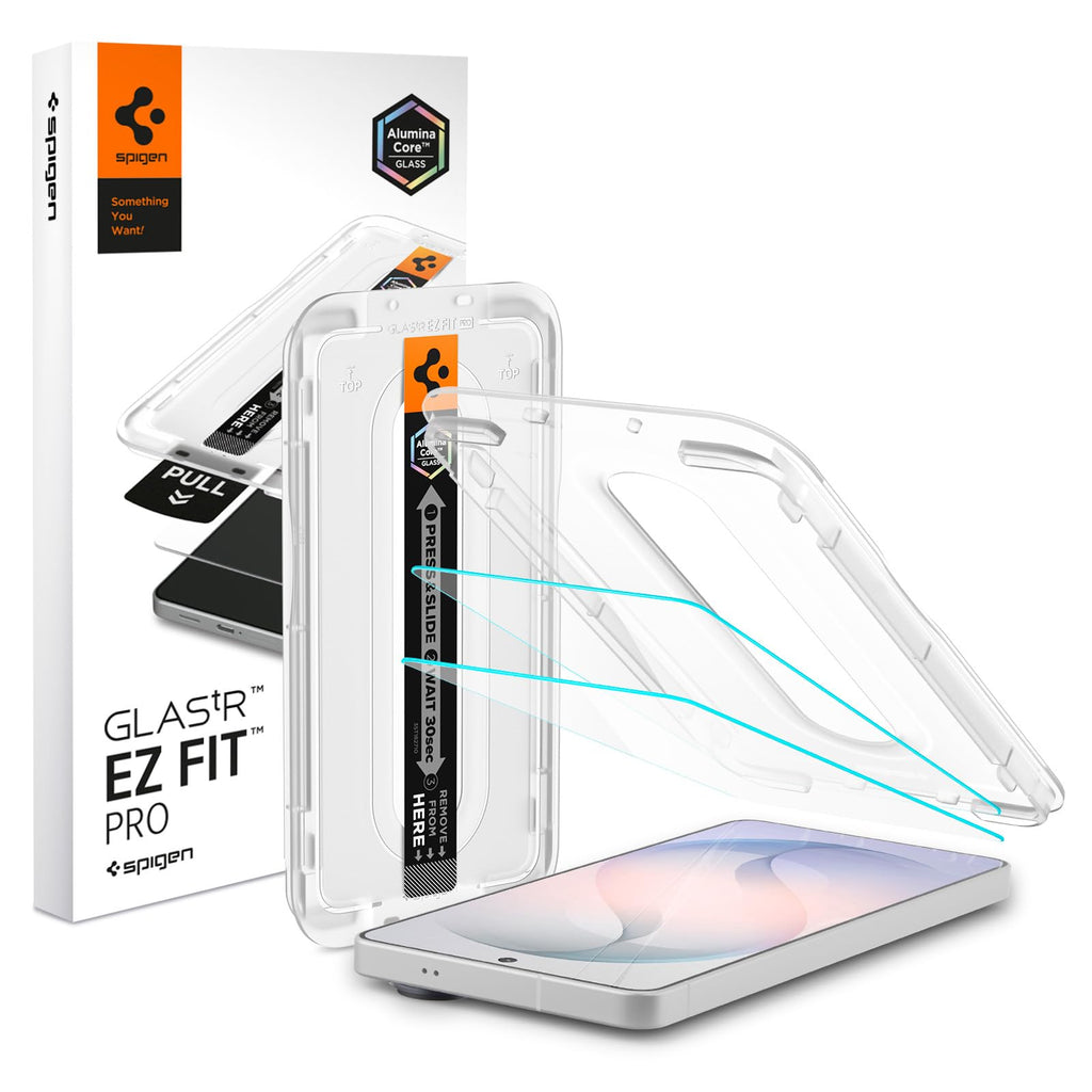 Spigen AluminaCore Screen Protector Tempered Glass [Glas.tR EZ Fit] designed for Galaxy S26 [2 Pack] 10H+ Hardness, Aluminum-Enhanced Durability