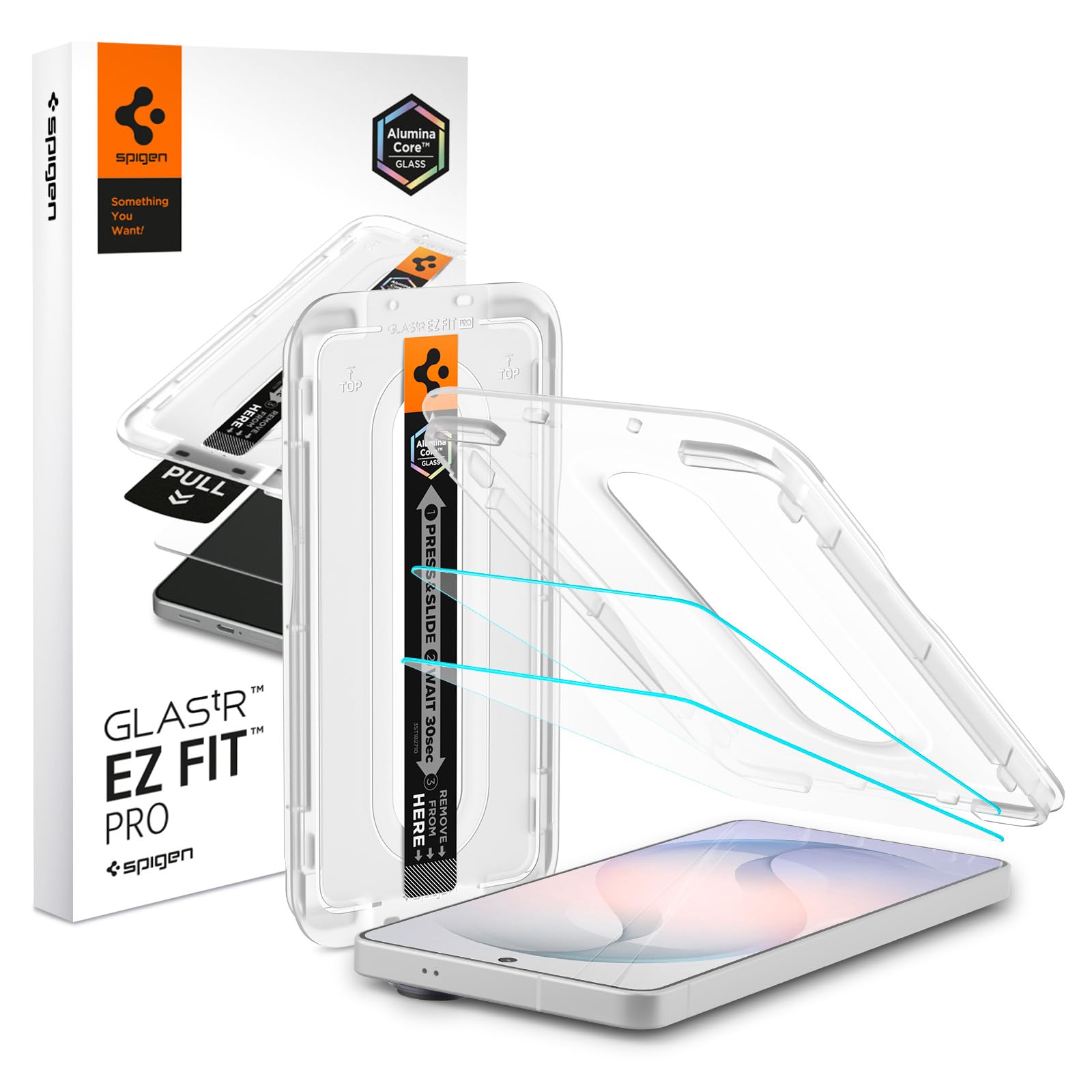 Spigen AluminaCore Screen Protector Tempered Glass [Glas.tR EZ Fit] designed for Galaxy S26 [2 Pack] 10H+ Hardness, Aluminum-Enhanced Durability
