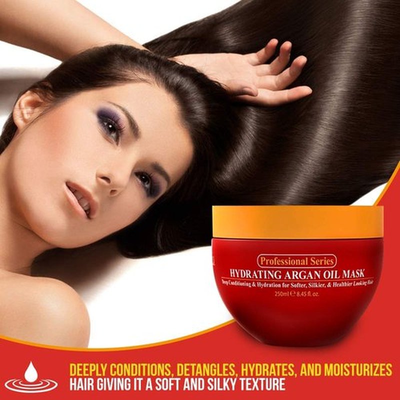Arvazallia Hydrating Argan Oil Hair Mask - Deep Conditioner for Dry, Damaged Hair | 8.45 oz Jar