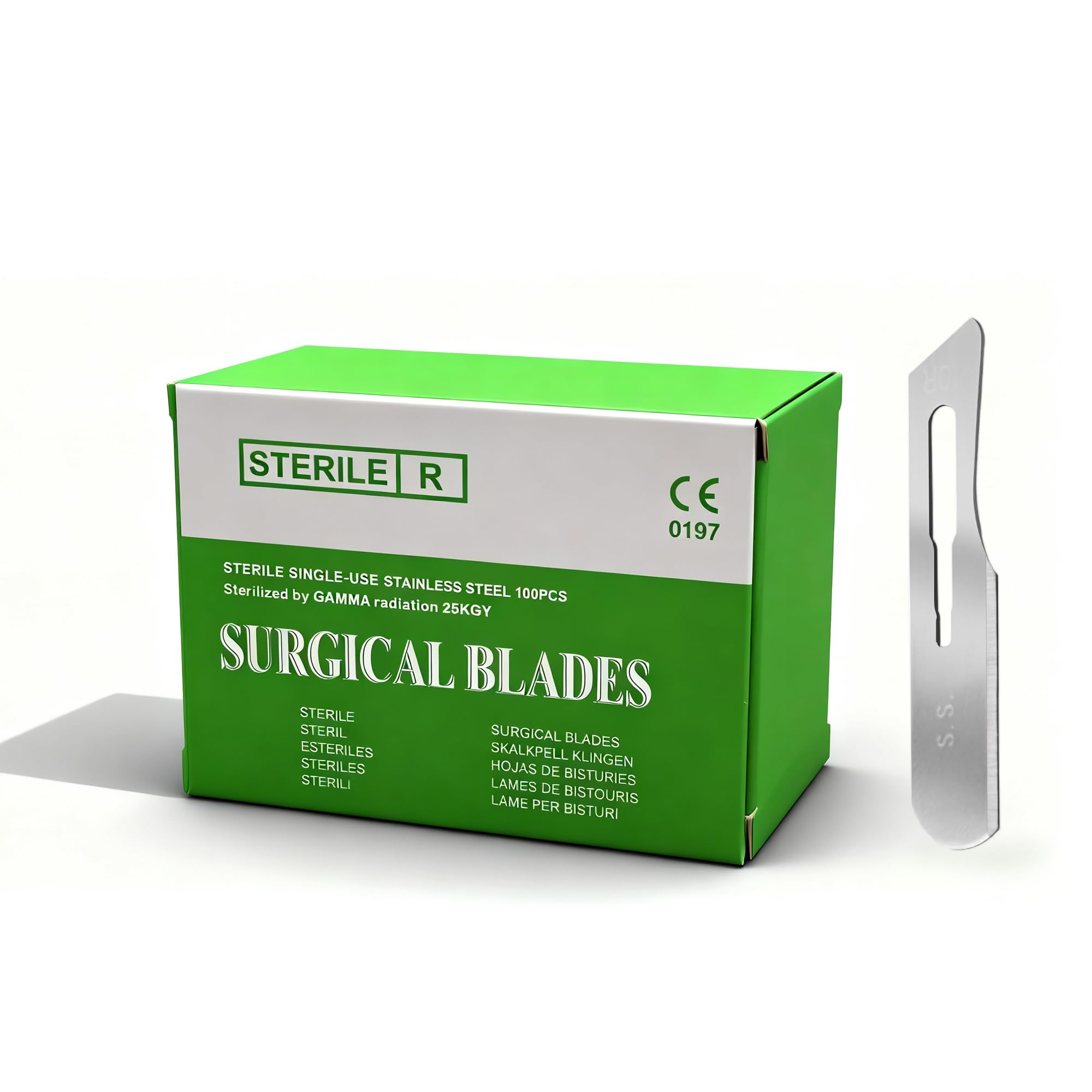 10R Dermaplaning Blades for Face, Sterile Surgical Stainless Steel Scalpel for Exfoliation & Peach Fuzz Removal, Individually Packed Box of 100, Professional Grade