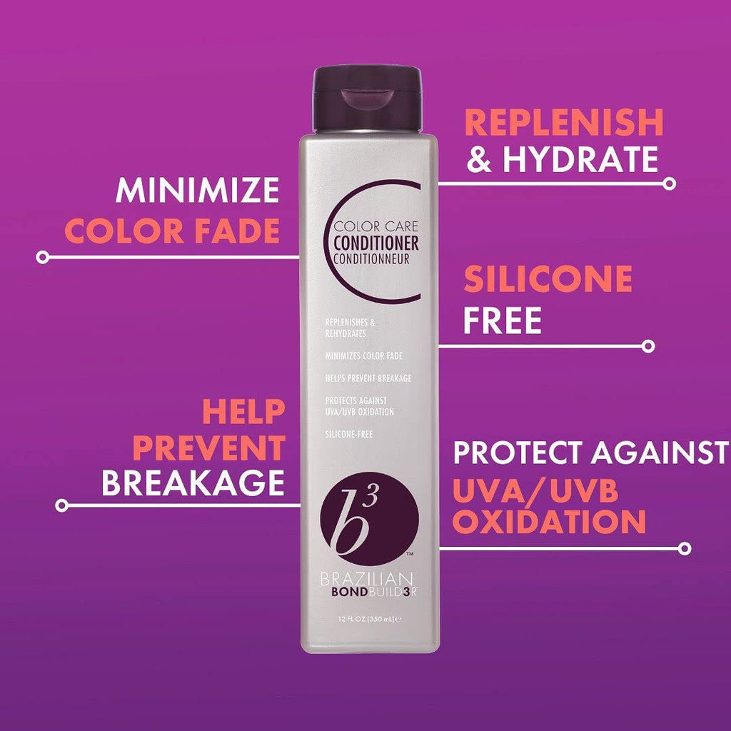 B3 BRAZILIAN BONDBUILDER Color Care Shampoo & Conditioner with Ionic Colour Lock Set Purifies, Hydrates, Detangles & Protects Color Treated Hair- Repairs Damage from Chemical Services