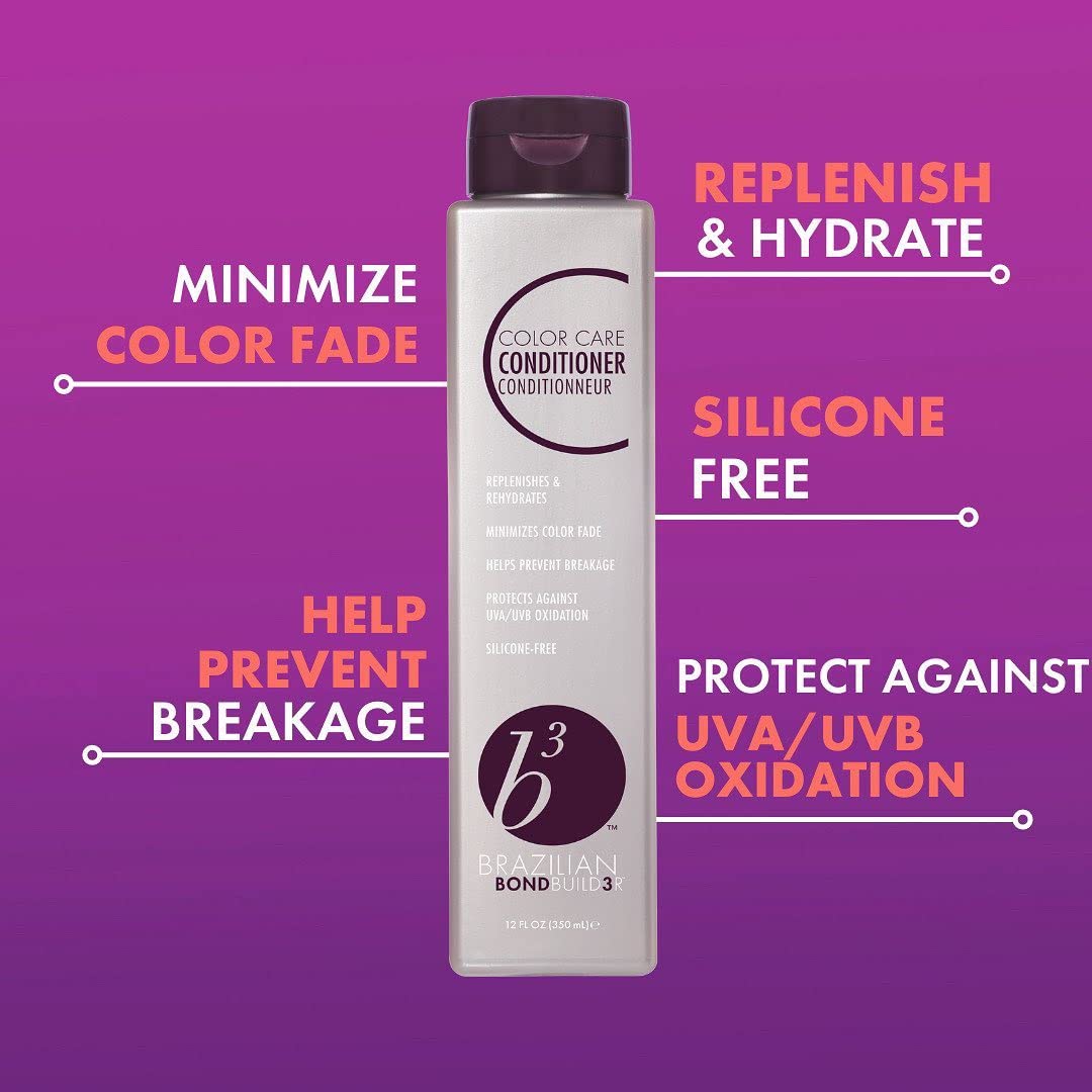 B3 BRAZILIAN BONDBUILDER Color Care Shampoo & Conditioner with Ionic Colour Lock Set Purifies, Hydrates, Detangles & Protects Color Treated Hair- Repairs Damage from Chemical Services