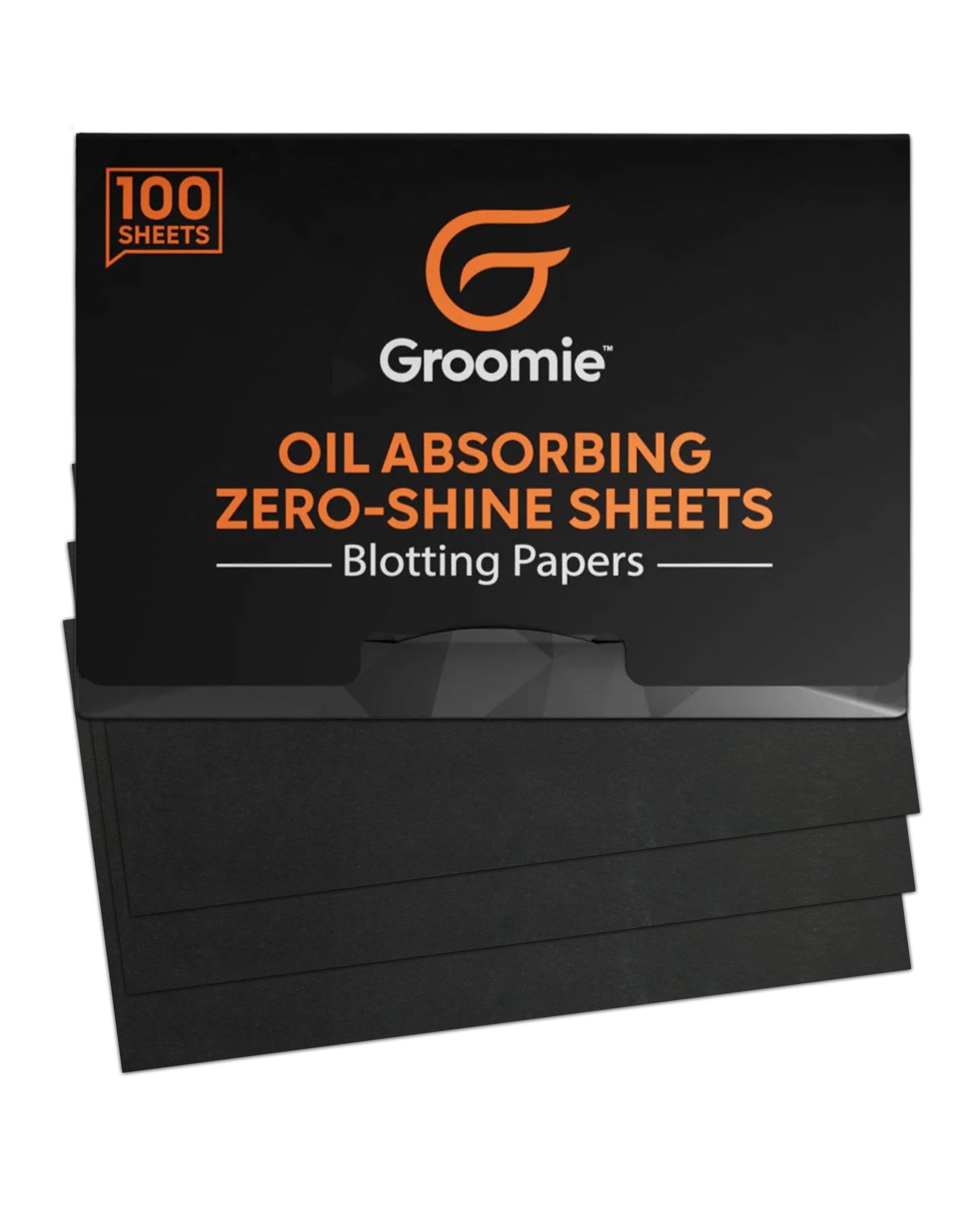 Groomie Oil Absorbing Blotting Sheets with Bamboo Charcoal, 100 Count