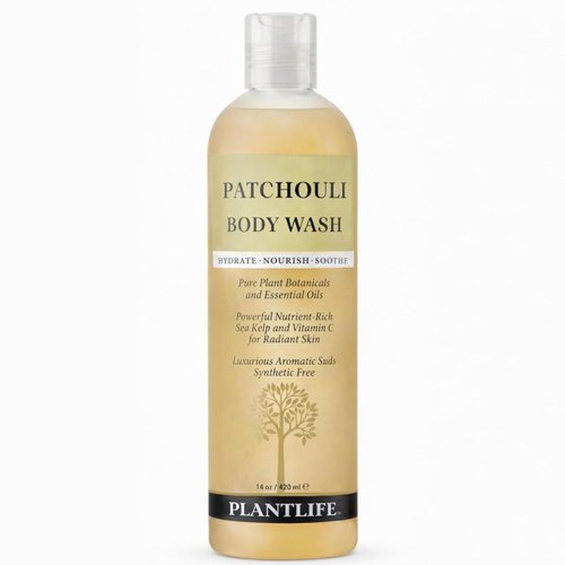Plantlife Patchouli Body Wash - Gentle, Moisturizing Formula with Natural Ingredients | 14 oz, GMO & Gluten Free