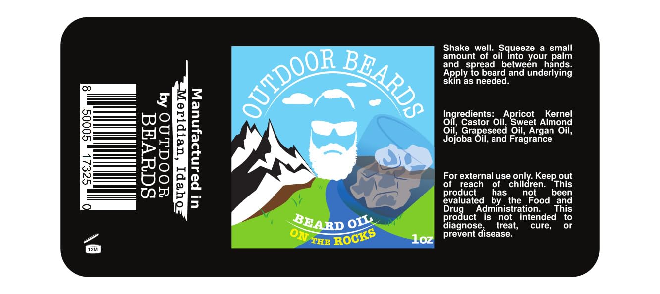 Outdoor Beards 1 oz Beard Oil | Infused Beard Oil to Support Beard Softness & Beard Growth | Naturally Scented Oil for Beard Care | Daily Use Beard Oil (On the Rocks)
