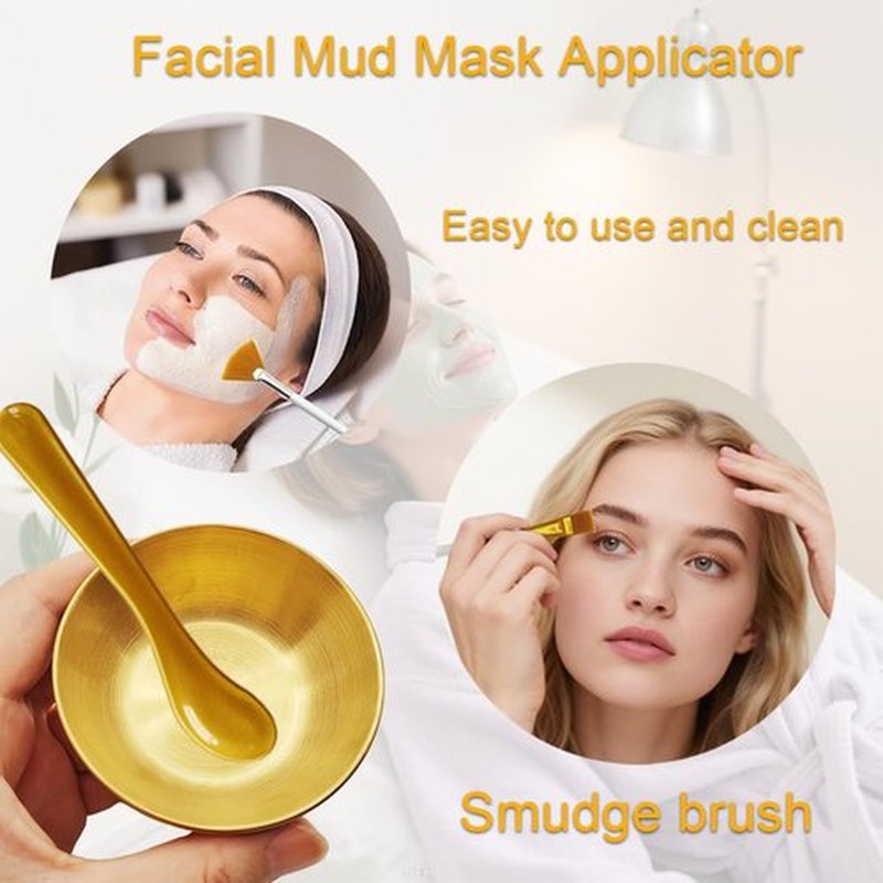 12Pcs Esthetician Facial Supplies 3 Gold Facial Bowls 3 Mud Mask Applicators 3 Fan-Shaped Brushes 3 Flat Brushes - Facial Bowl and Brush Set & DIY Face Mask Mixing Tool Kit (large)