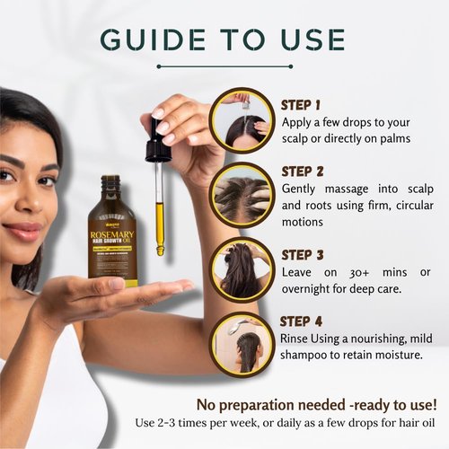 Gutaderme Rosemary Oil For Hair Growth (3.4 Fl Oz) Infused With Biotin, Vitamin E, Almond Oil & Coconut - Hair Strengthening, Nourishing & Volumizing