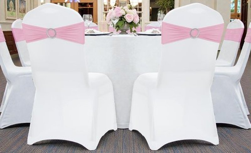 MDS Premium Stretch Spandex Chair Sashes - Pack of 75, Universal Fit for Weddings & Events | Pink