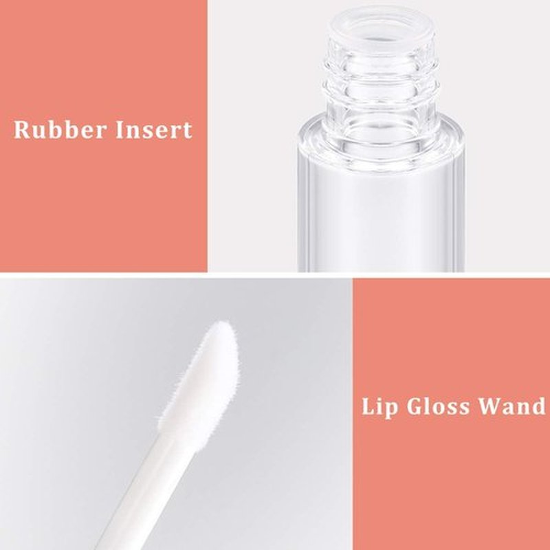 Blulu 30 Pcs 10 ml Lip Gloss Tubes Bulk Empty Refillable Lip Balm Bottle Clear Plastic Gloss Container Reusable Lipstick Bottle with Rubber Insert for Women DIY Lipgloss Cosmetics(5 Colors)