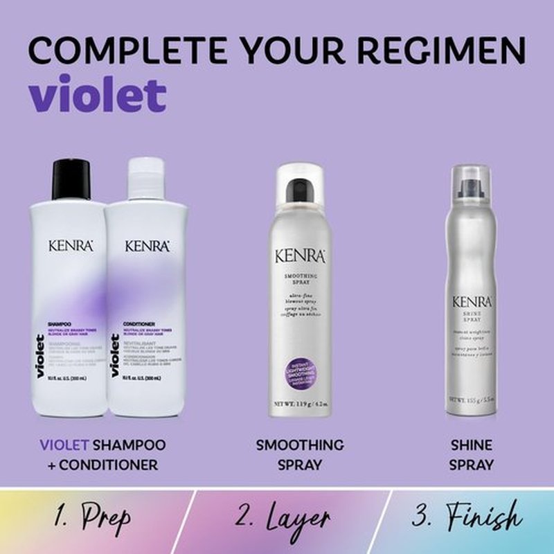 Kenra Violet Shampoo & Conditioner Set | Eliminates Brassy Tones | Purple Pigment + Deposit | Neutralizes Yellow | Moisturizes Processed Hair | Enhances Vibrancy of Blonde or Gray Hair | 10.1 fl. oz.