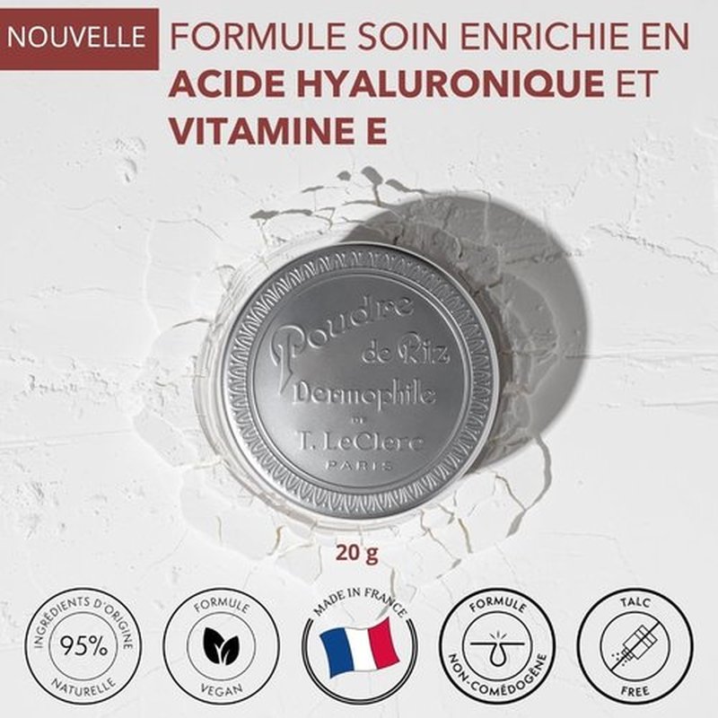 New T.LeClerc - Mattifying Loose Powder 00 Universal - 20 g - Rice Powder for Face, Long Lasting, Mattifying, Matte Finish, Shine-Controlling - Made in France Vegan (BANANE, 20 g (Lot de 1))