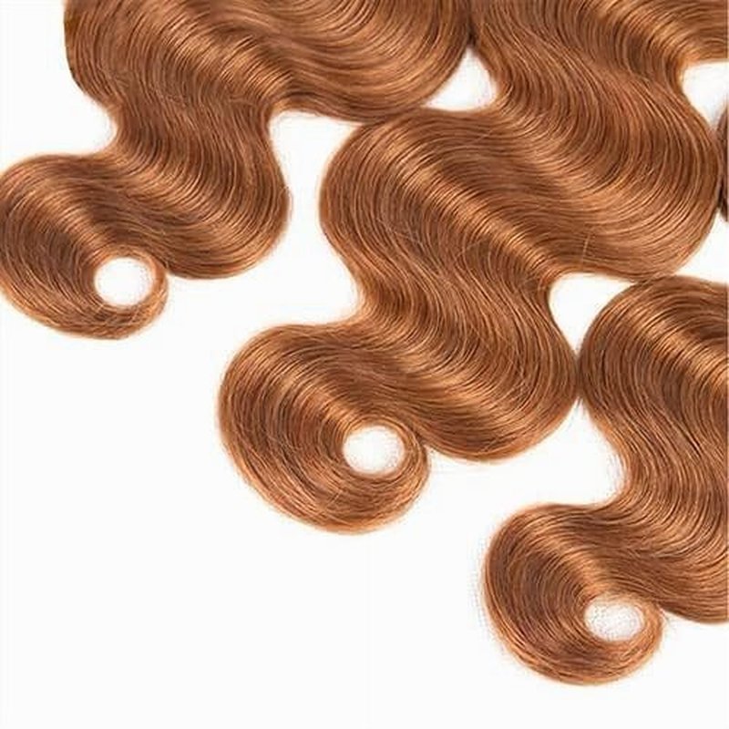 Color 30 Human Hair Bundles Light Brown Body Wave Bundles 14 16 18 Inch 10A Grade Unprocessed Brazilian Virgin Light Brown Bundle Human Hair Weave for Women