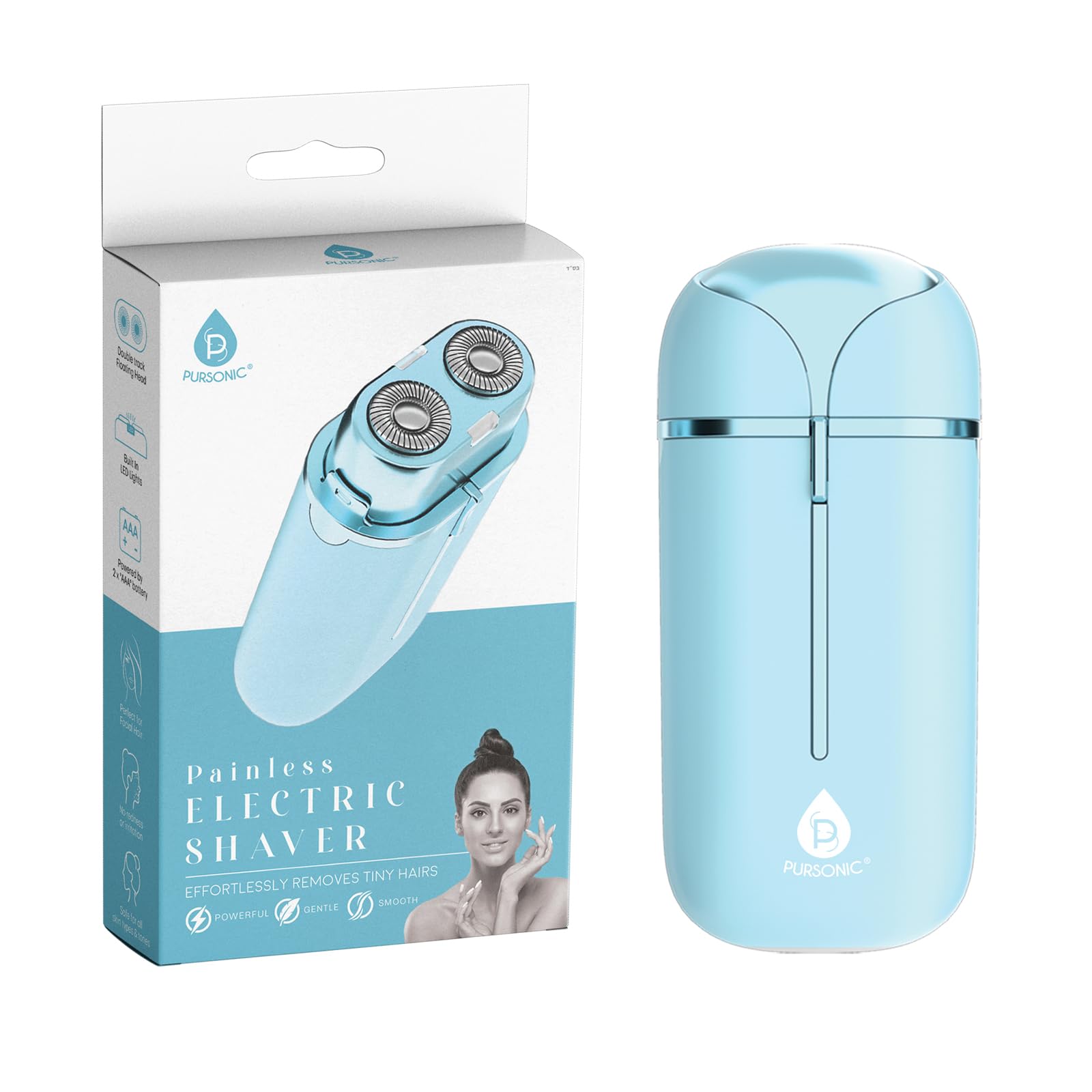 PURSONIC Electric Shaver for Women - Painless Facial Hair Remover, Bikini & Pubic Trimmer, Epilator