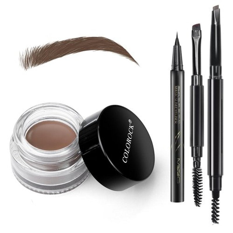 Eyebrow Pomade Pencil Liner Kit for Eyebrows Makeup with Waterproof Eyebrow Pencil, Eyeliner,Dual-ended Eyebrow Brush and Waterproof Smudge-proof Eyebrow Pomade 7g-Black Brown