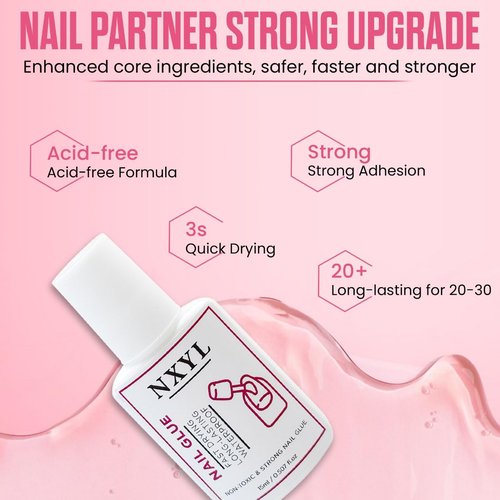 Strong Brush On Nail Glue for Press on Nails - Fast Drying, Long-Lasting, Waterproof, Ideal for Acrylic Tips and Fake Nails, (15ml) Reliable Adhesive Glue for Professional & Home Use