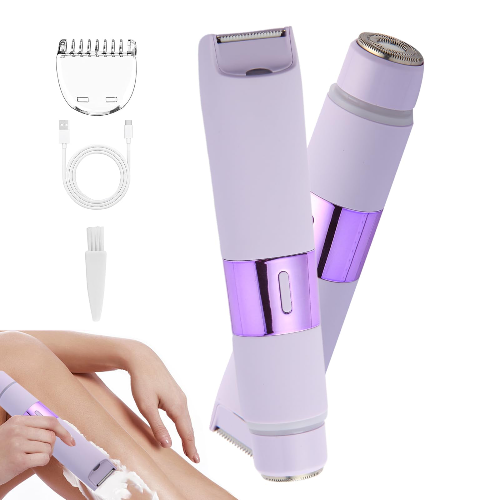XYOUWEI Bikini Trimmer for Women, 2-in-1 Electric Razor for Womens, Rechargeable Electric Shaver for Legs Arms Pubic Body Hair Trimmer