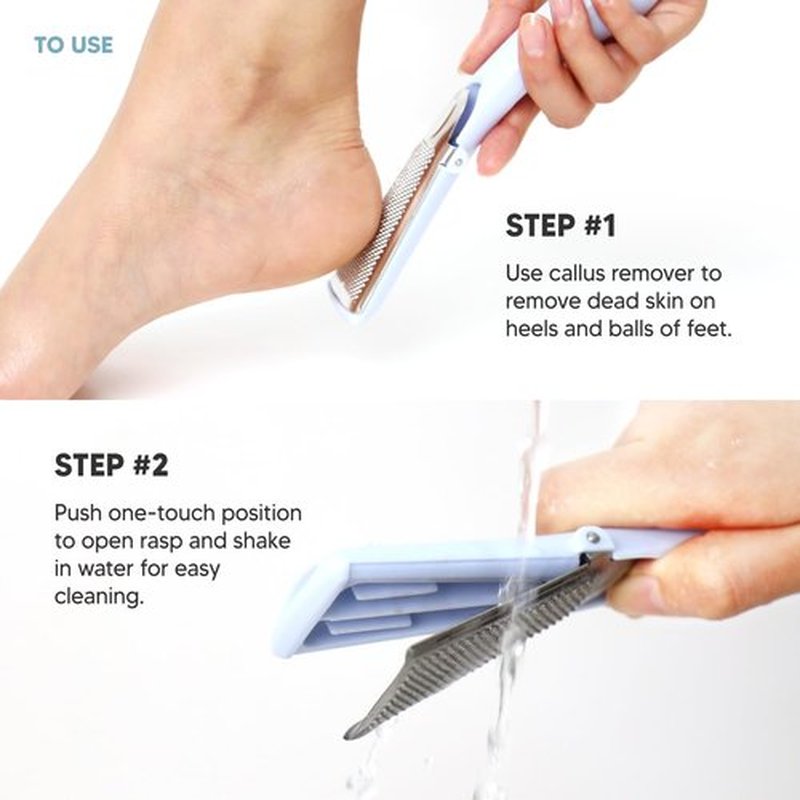F3 Systems, Stainless Steel Callus Remover(Sky Blue), Effective for Thick Callus and Cracked Feet Pedicure Rasp, Remove Hard Skin, Grater Foot File, Foot Scrubber, Professional Foot Care