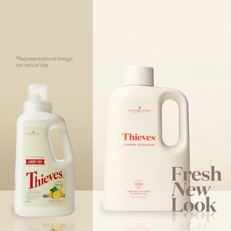 Young Living Thieves Laundry Detergent - Concentrated Plant-Based Formula with Enzymes, Fresh Citrus Scent, 32 fl oz