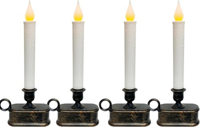 Skiennix 4 Pack Window Candles - Battery Operated LED Flameless Taper Candles for Christmas Decor | Bronze Base