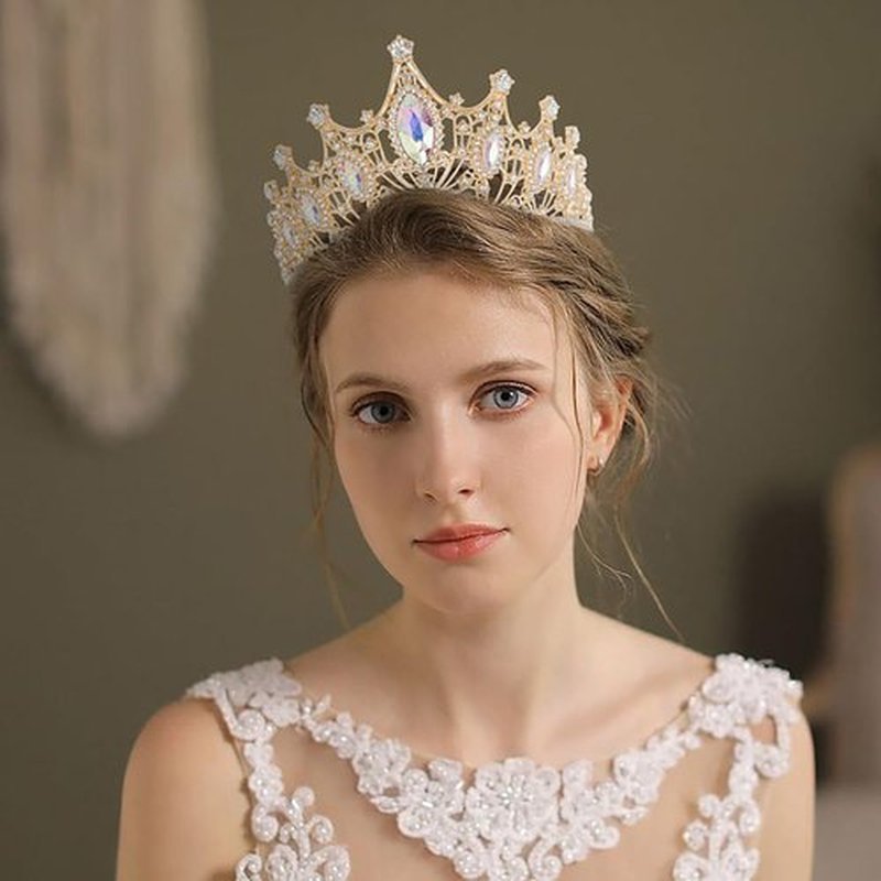 AIBFRID Tiaras Headbands Crown for Women and Girls, Princess Rhinestone Crown for Bridal, Crystal Queen Tiara Head Band Hair Accessories for Prom Wedding and Party