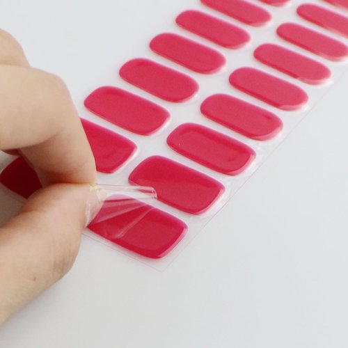 JMEOWIO Gel Nail Stickers Pink Red Semi Cured Gel Nail Strips Wraps UV/LED Supplies Nails Art Design Decoration Accessories