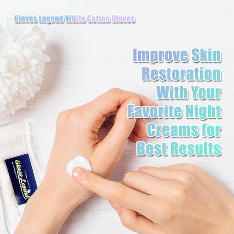 12 Pairs - Small - Gloves Legend Cotton Moisturizing Gloves for Dry Hands - White Sleeping Gloves for Nighttime Care, Women's Size