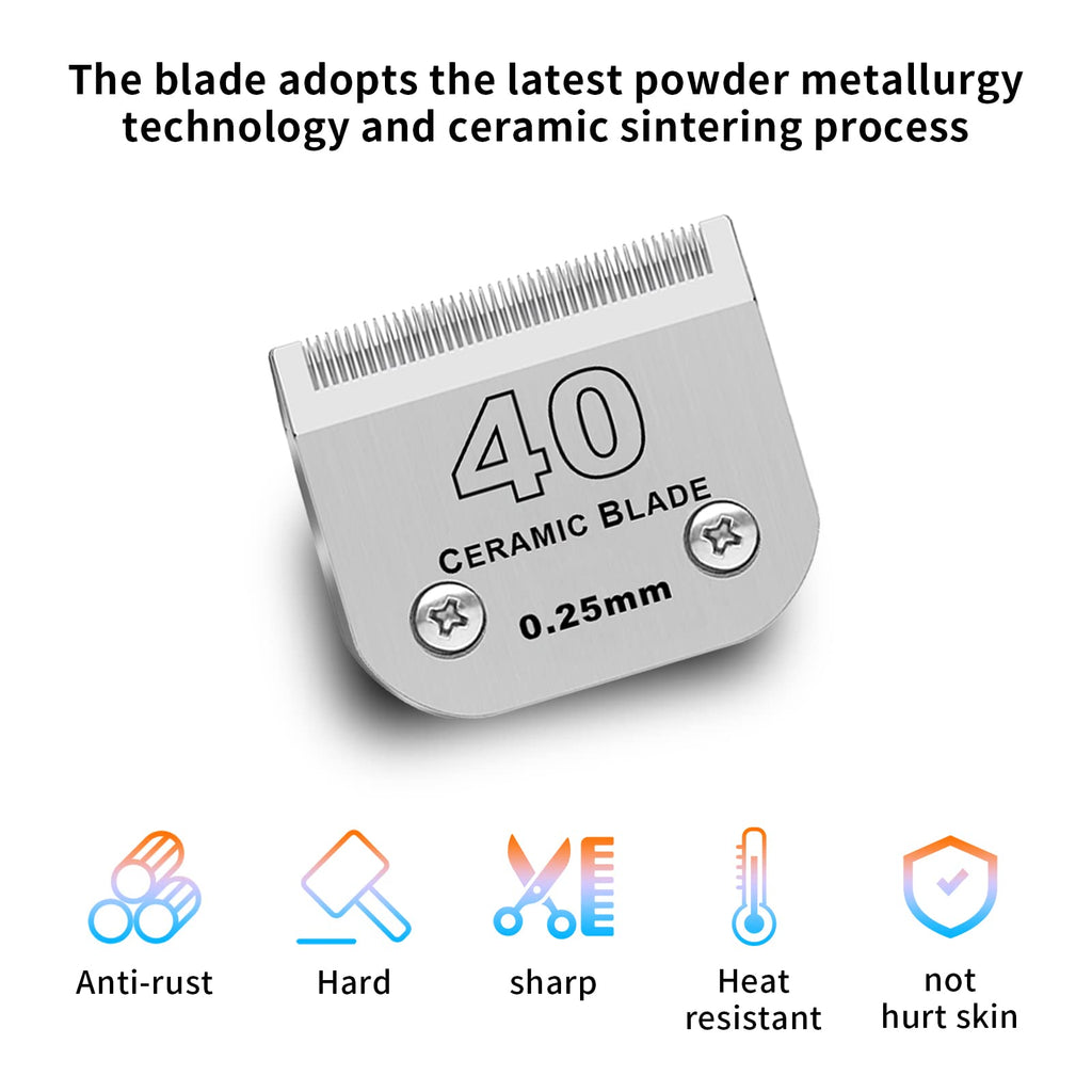 40# Dog Grooming Ceramic Blades,Compatible with Andis,Oster A5,Wahl KM10