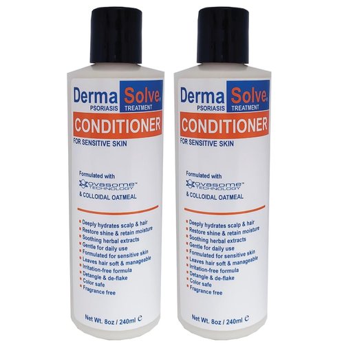 Dermasolve Psoriasis Conditioner - Soothing Anti Dandruff, Seborrheic Dermatitis, Sensitive Skin, Flaky, Itchy, Dry Scalp & Damaged Hair Repair - Pack of 2